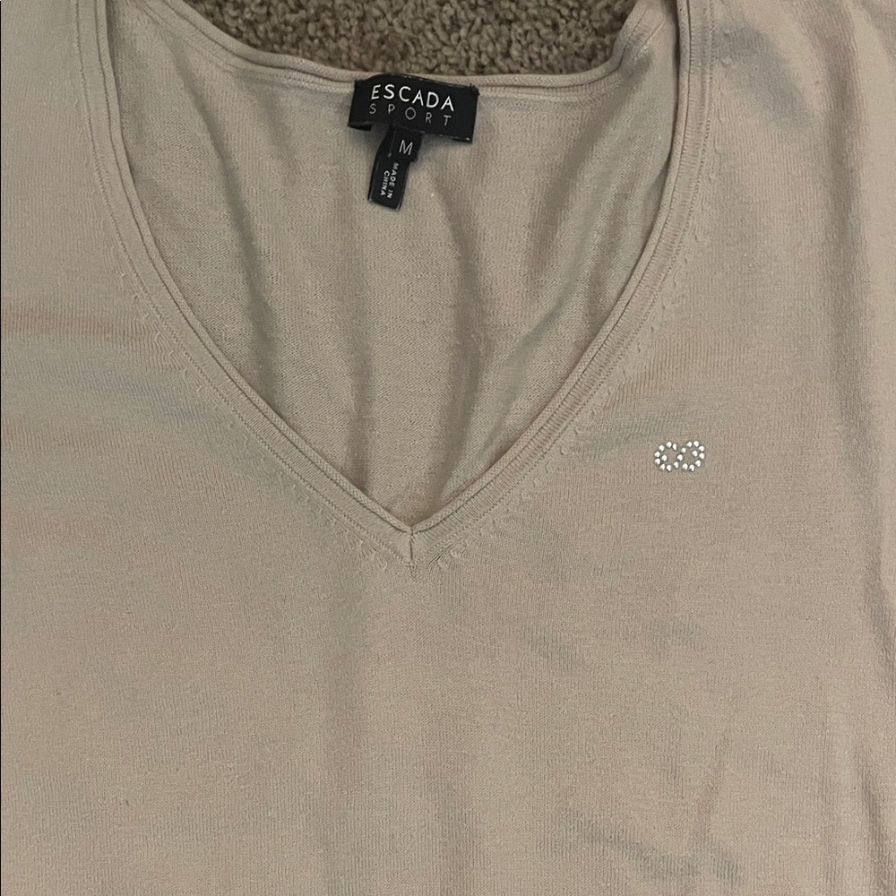 Escada Sport V-Neck Sweater in Light Beige